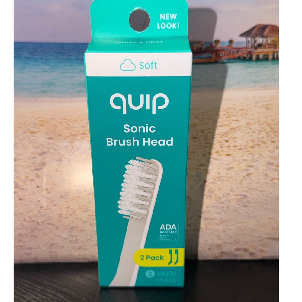 Quip Sonic Brush Head Refill 2 Pack White & Gray Soft Bristles ADA Accepted NEW